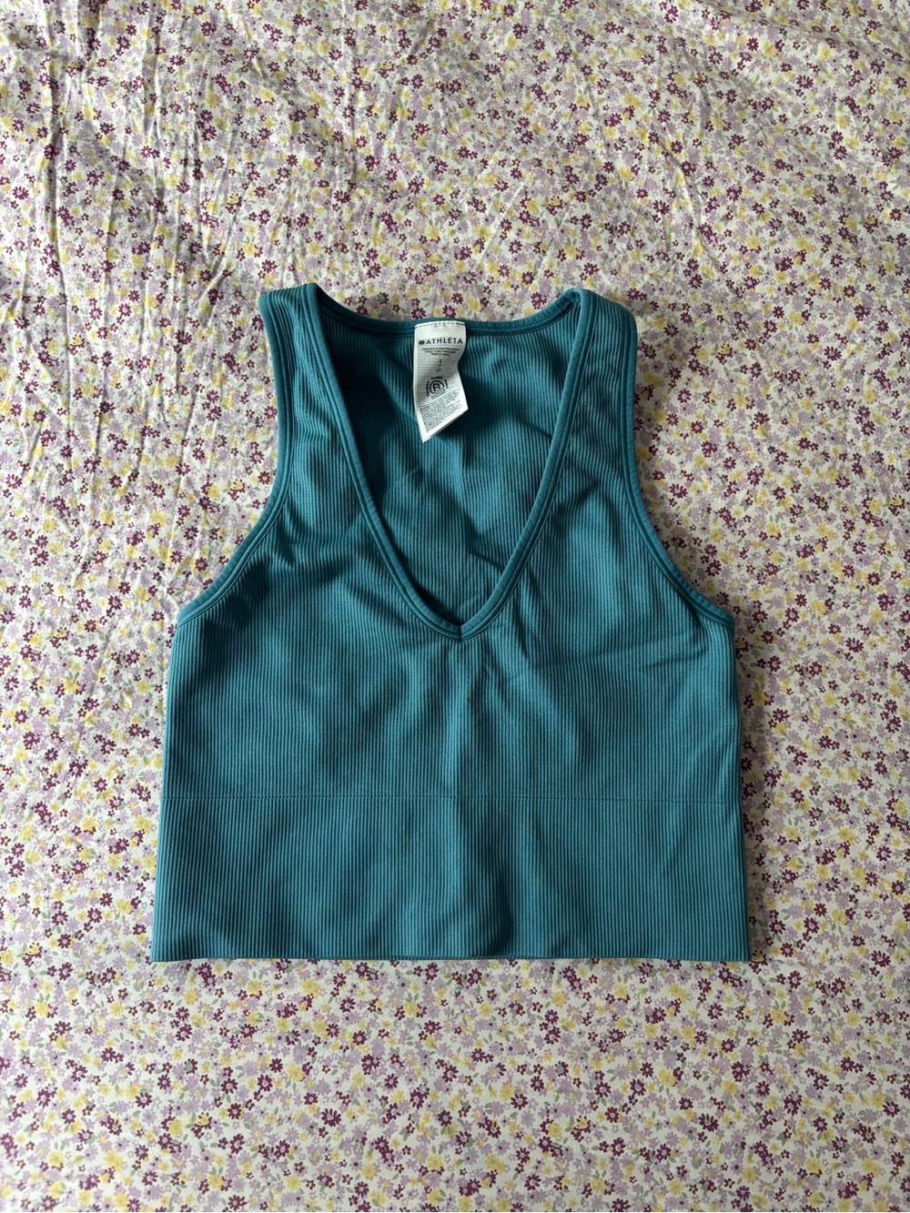 Athleta Teal Ribbed Aurora Tank